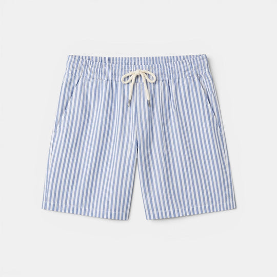 Short en Lin Rayé Homme Été Plage Bermuda Décontracté