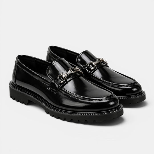 Mocassins Horsebit Homme Cuir Semelle Crantée Slip-On