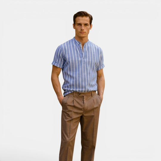 Chemise en Lin Légère Homme Été Button-Down Boutonnée