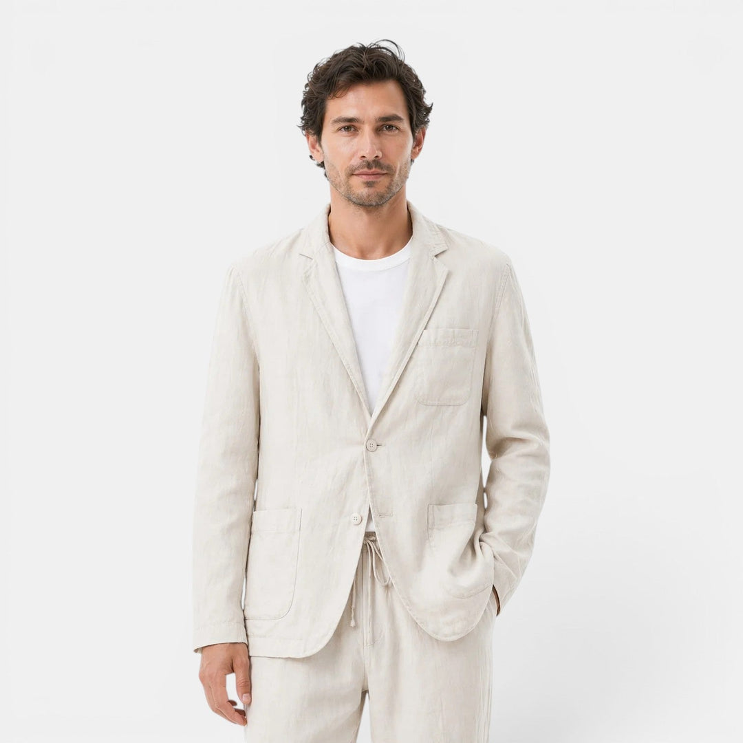 Costume en Lin Respirant Homme Été Deux Pièces Set