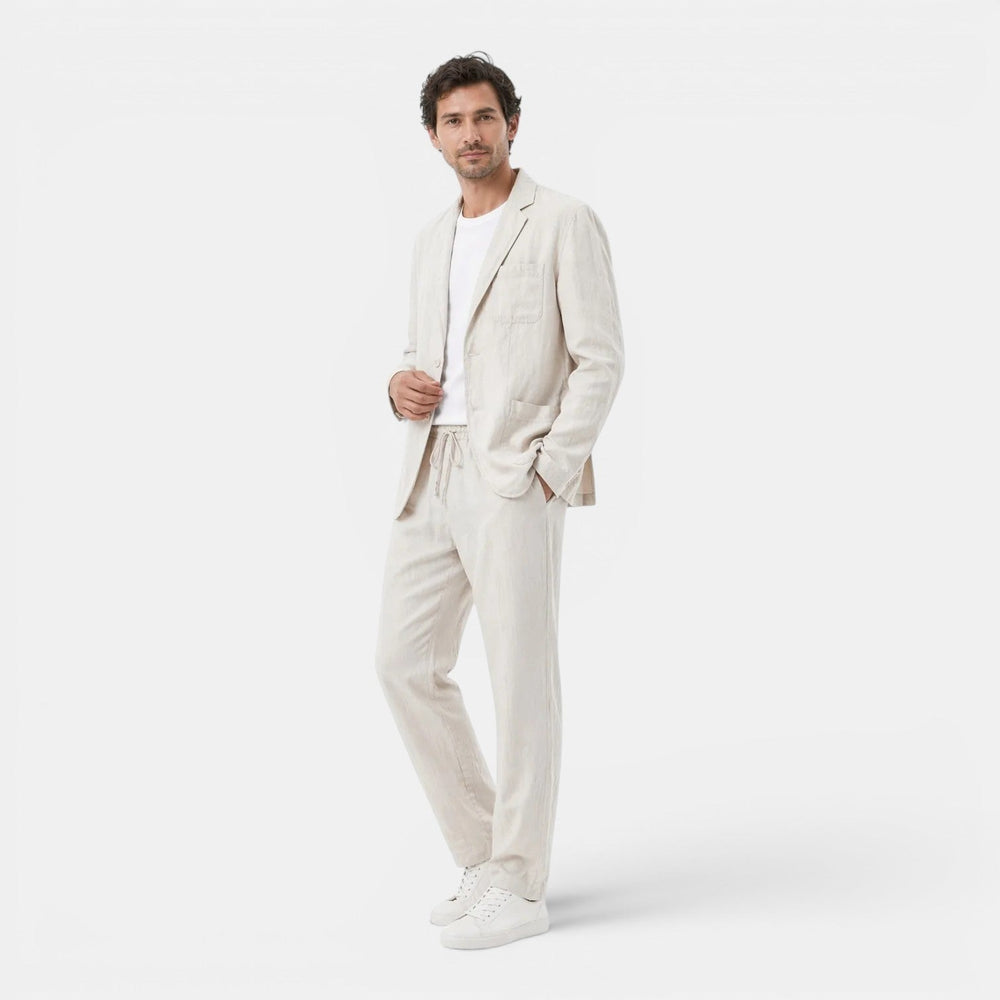 Costume en Lin Respirant Homme Été Deux Pièces Set