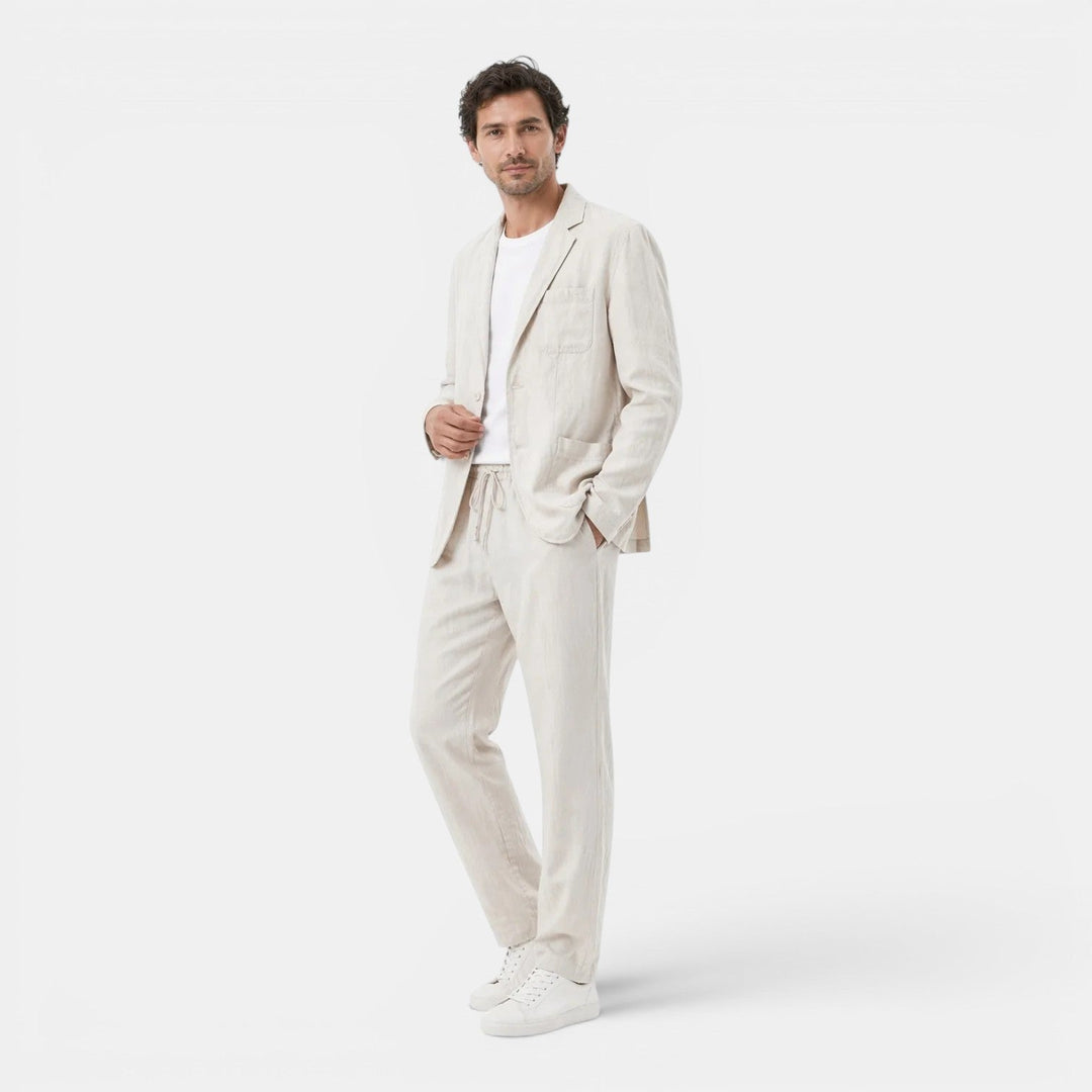 Costume en Lin Respirant Homme Été Deux Pièces Set