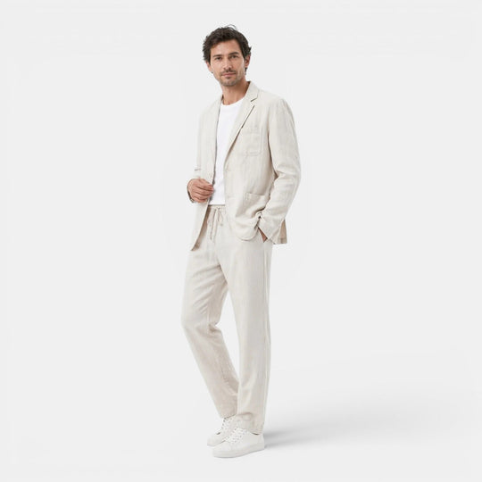 Costume en Lin Respirant Homme Été Deux Pièces Set