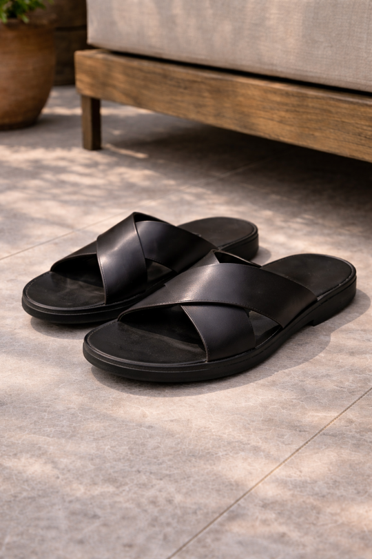 Sandales en Cuir Homme Brides Croisées Été Outdoor