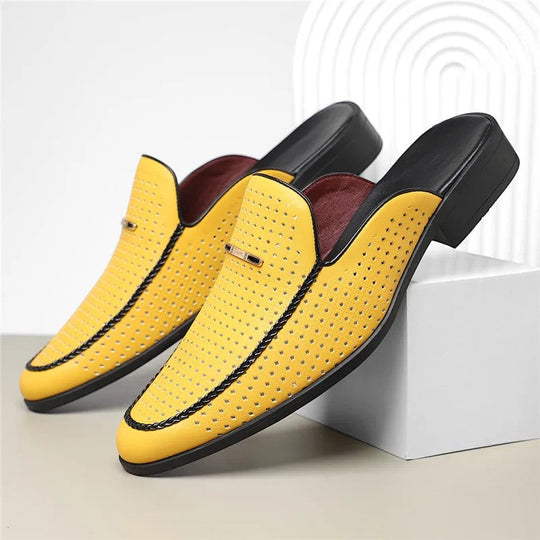 Claquettes en Cuir Rembourrées Homme Été Sandales