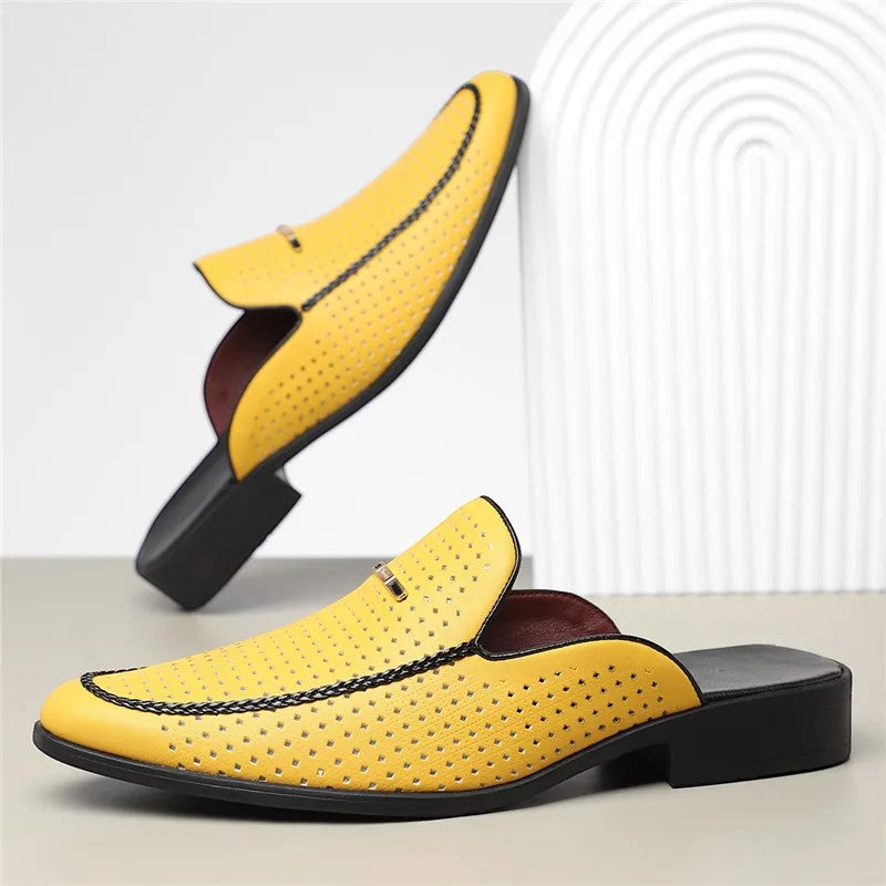 Claquettes en Cuir Rembourrées Homme Été Sandales