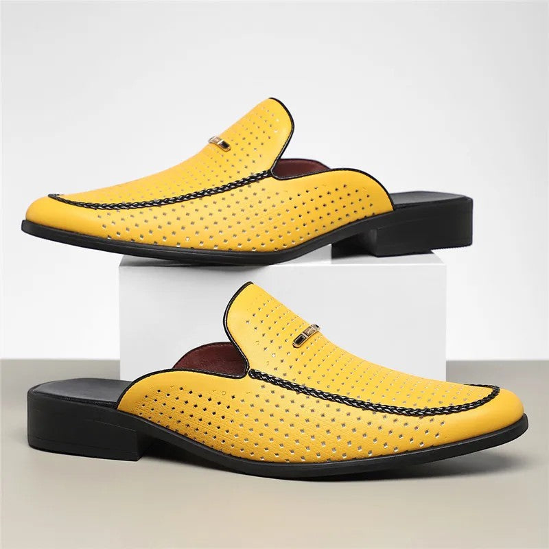 Claquettes en Cuir Rembourrées Homme Été Sandales