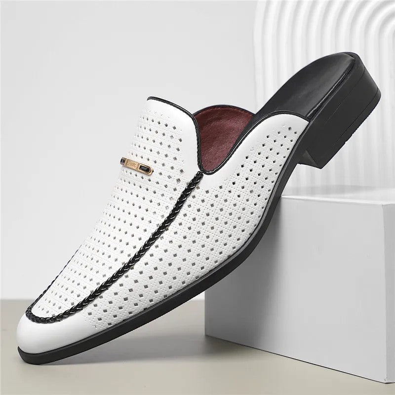 Claquettes en Cuir Rembourrées Homme Été Sandales