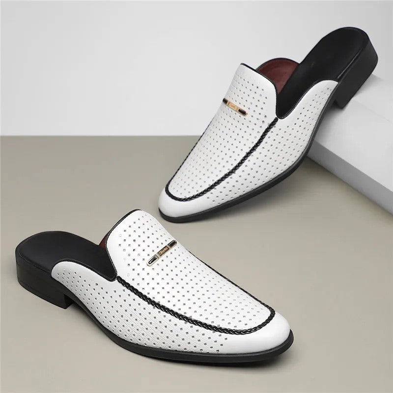 Claquettes en Cuir Rembourrées Homme Été Sandales