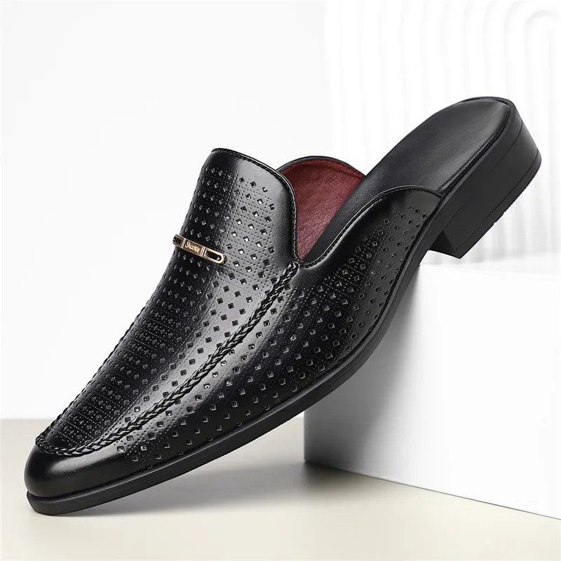 Claquettes en Cuir Rembourrées Homme Été Sandales