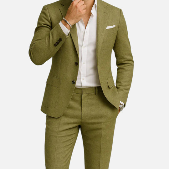 Costume en Lin Homme Classique Été Élégant Deux Pièces