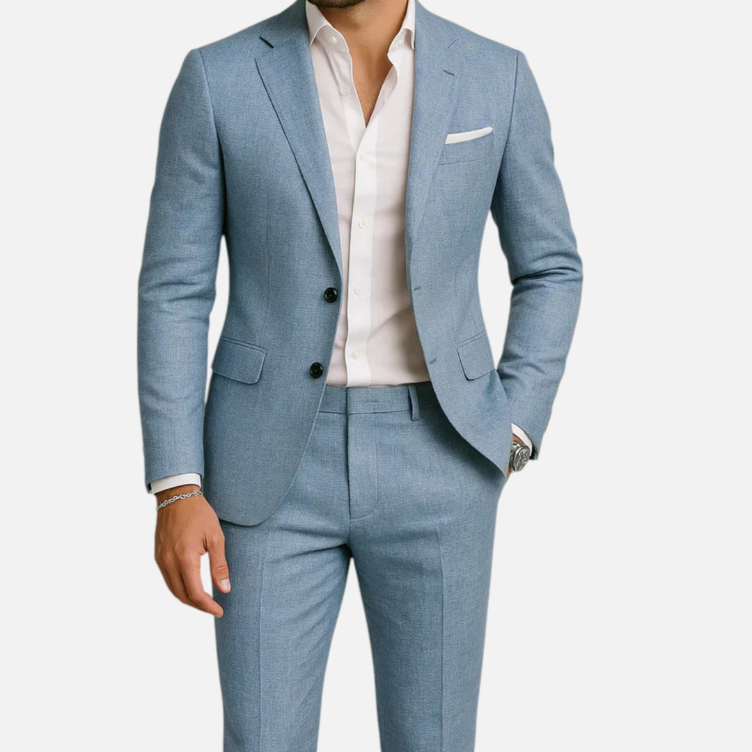 Costume en Lin Homme Classique Été Élégant Deux Pièces
