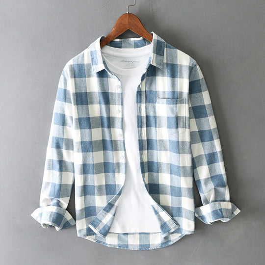 Chemise en Coton à Carreaux Homme Classique Vintage