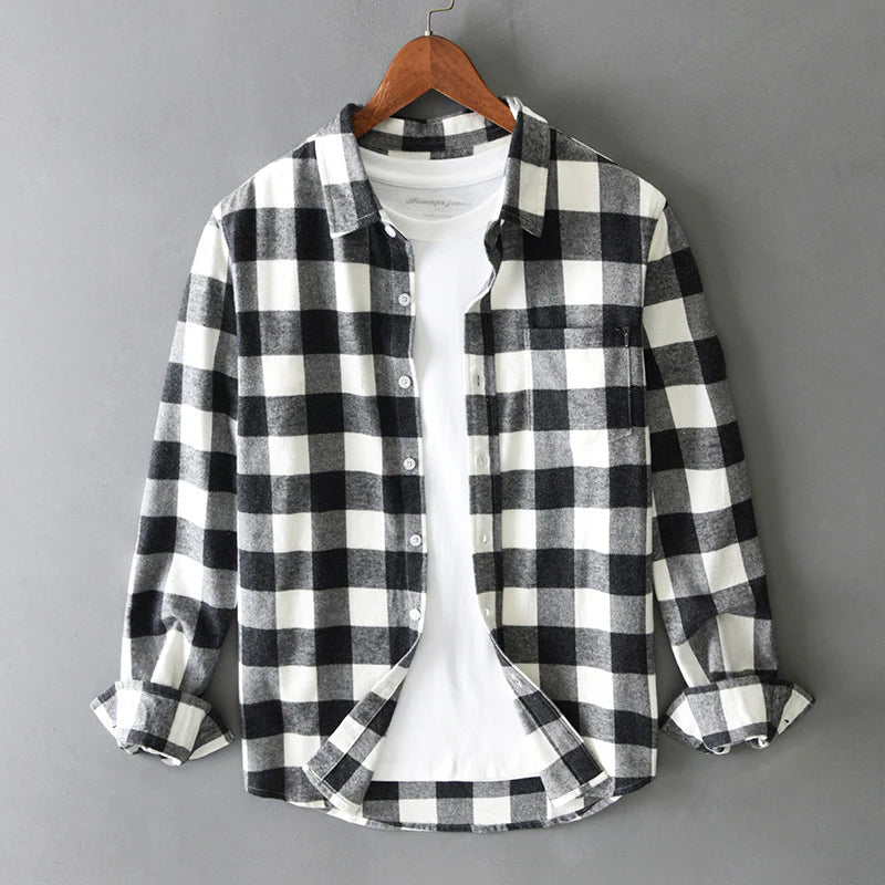Chemise en Coton à Carreaux Homme Classique Vintage