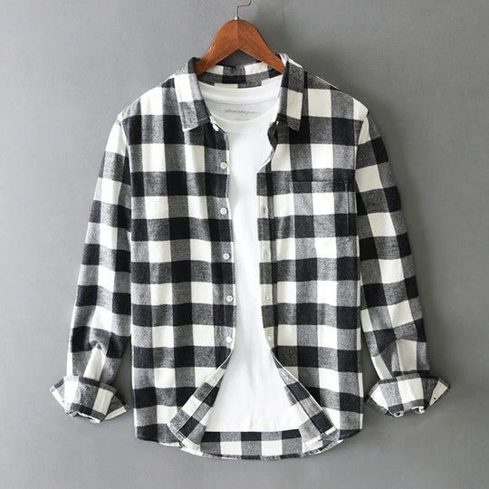 Chemise en Coton à Carreaux Homme Classique Vintage