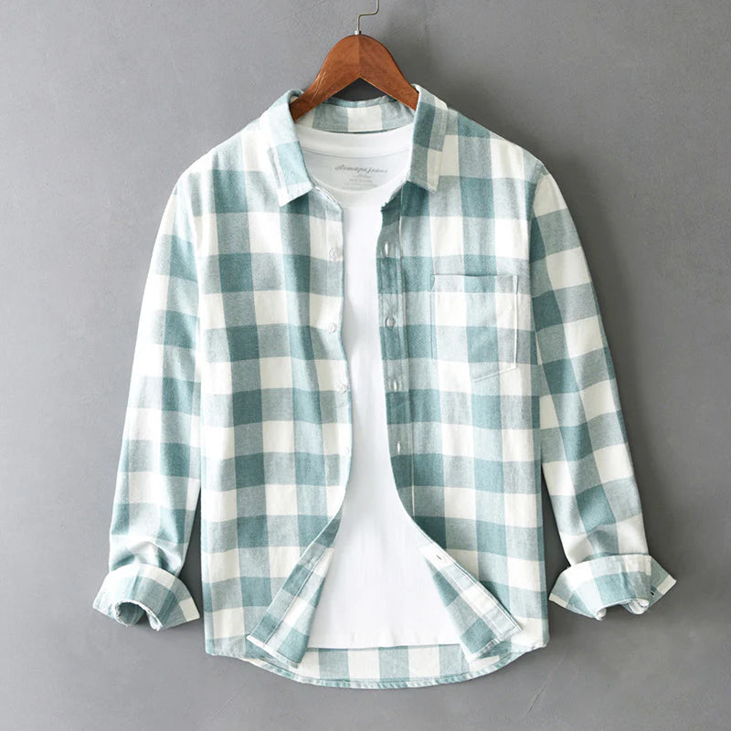 Chemise en Coton à Carreaux Homme Classique Vintage