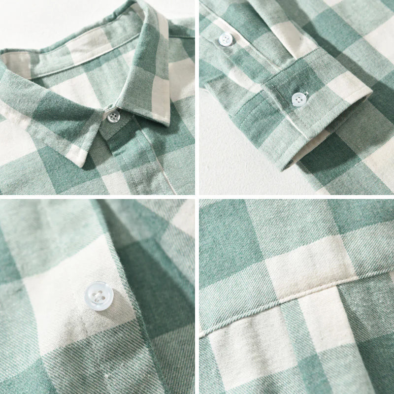 Chemise en Coton à Carreaux Homme Classique Vintage