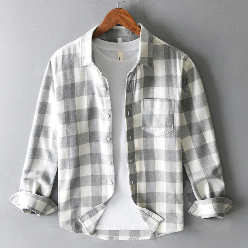 Chemise en Coton à Carreaux Homme Classique Vintage