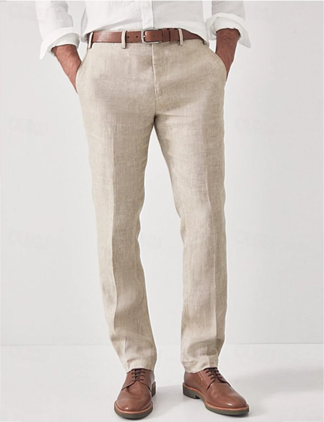 Pantalon en Lin Élégant Homme Été Costume Business