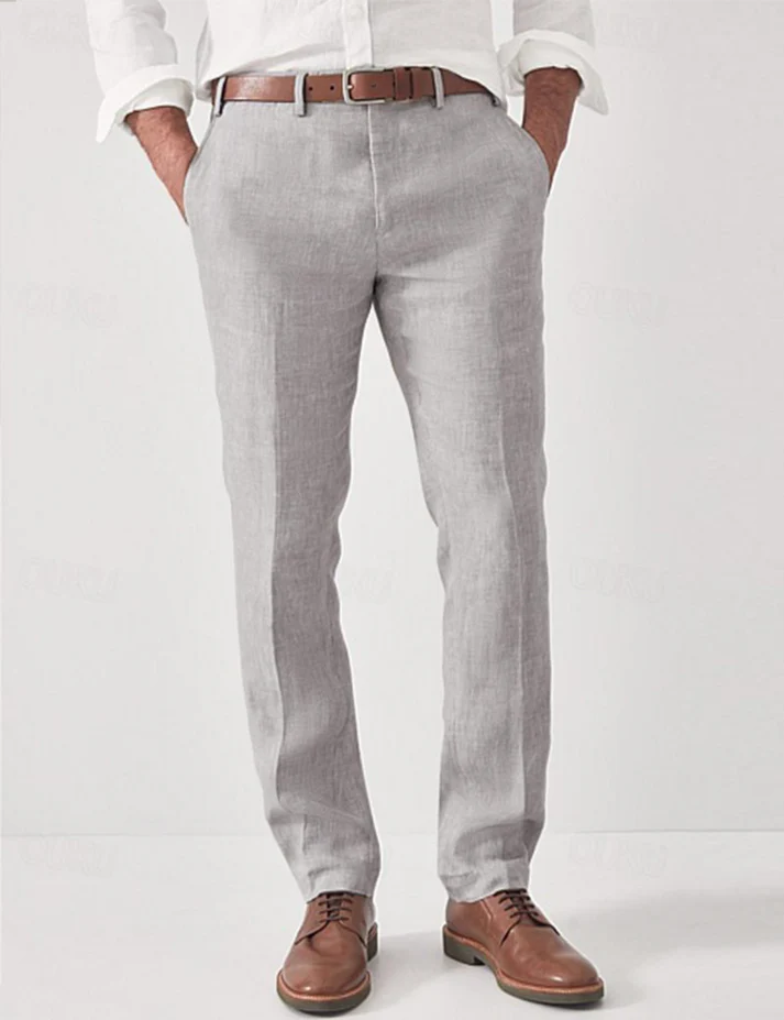 Pantalon en Lin Élégant Homme Été Costume Business