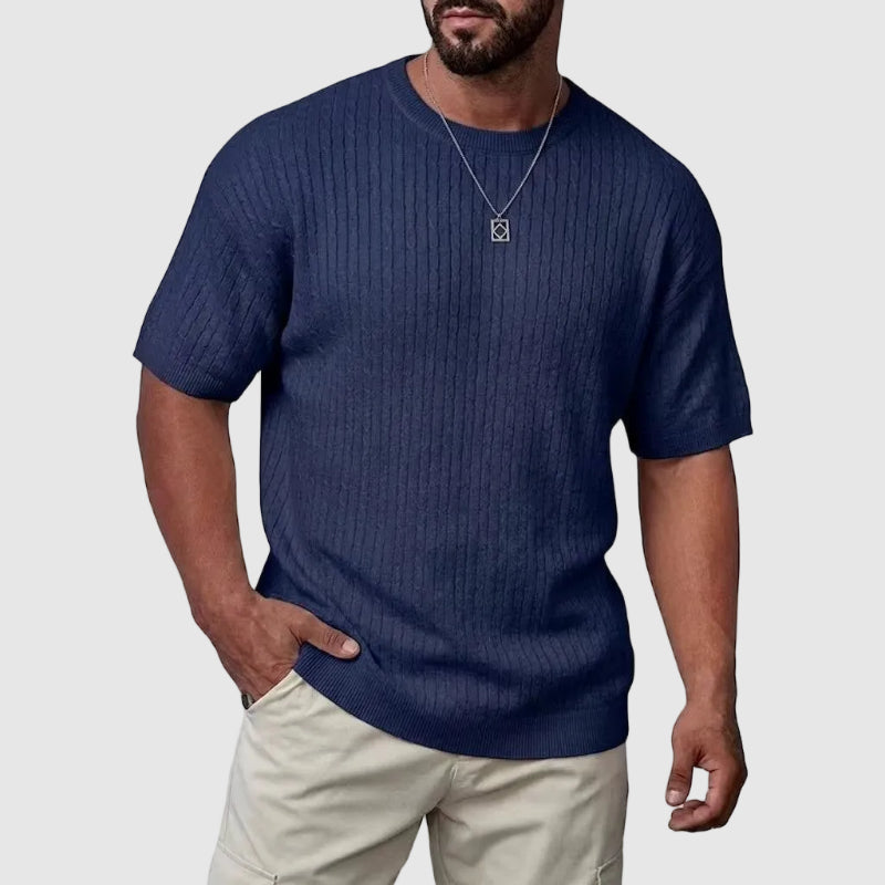 Pull en Maille Texturé Homme Manches Courtes Sweater