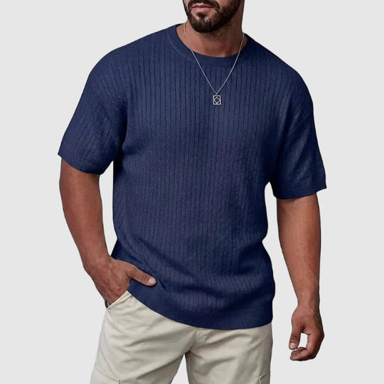 Pull en Maille Texturé Homme Manches Courtes Sweater