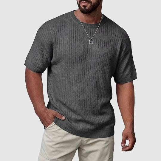 Pull en Maille Texturé Homme Manches Courtes Sweater