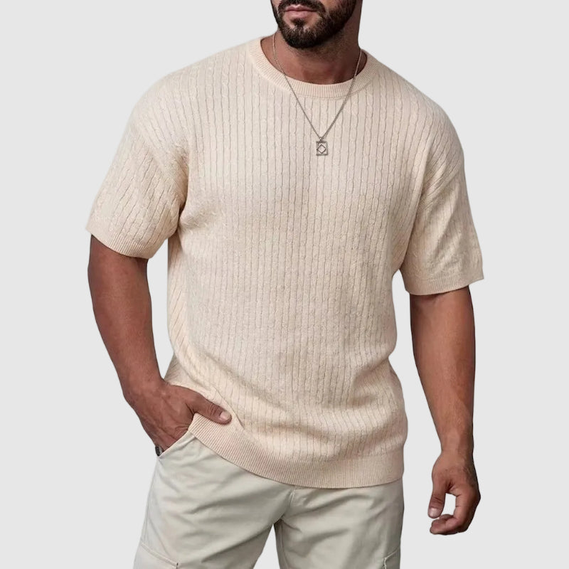 Pull en Maille Texturé Homme Manches Courtes Sweater