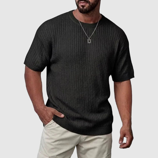 Pull en Maille Texturé Homme Manches Courtes Sweater