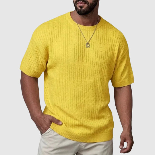 Pull en Maille Texturé Homme Manches Courtes Sweater