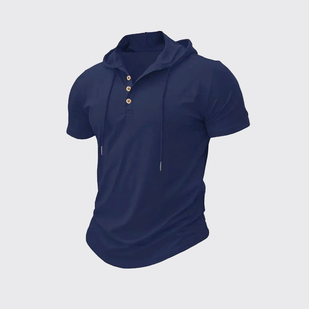 Henley à Capuche en Lin Homme Manches Courtes Street