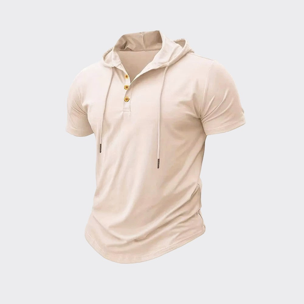 Henley à Capuche en Lin Homme Manches Courtes Street