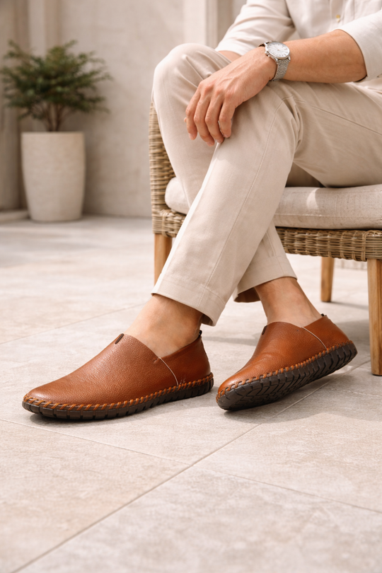 Mocassins en Cuir à Enfiler Homme Confortables Slip-On