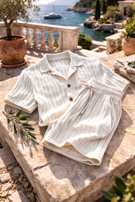 Ensemble en Maille Homme Chemise Manches Courtes Short
