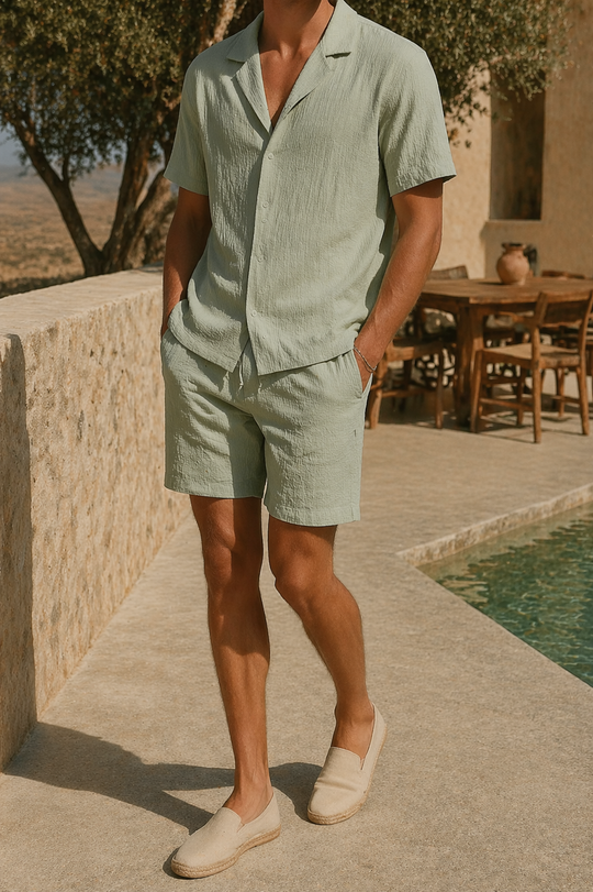 Ensemble en Lin Homme Chemise Manches Courtes Short Été