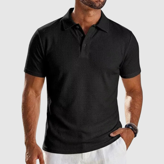 Polo en Maille Texturé Homme Manches Courtes Été