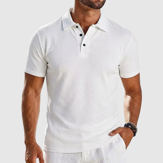 Polo en Maille Texturé Homme Manches Courtes Été
