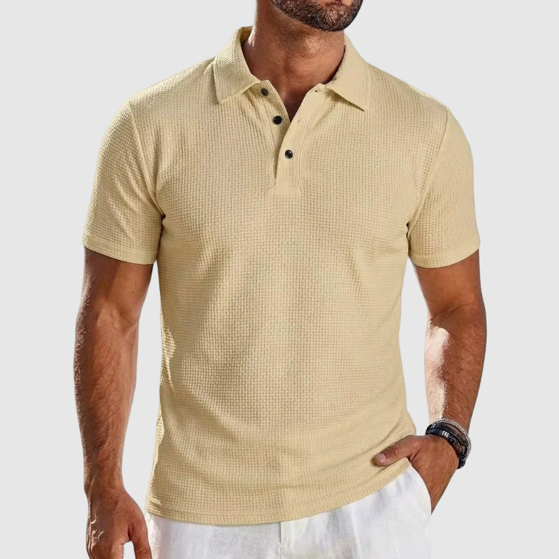 Polo en Maille Texturé Homme Manches Courtes Été