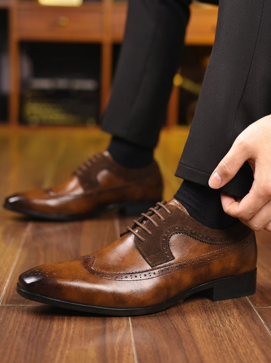 Richelieu Brogue en Cuir Homme Mariage Habillés