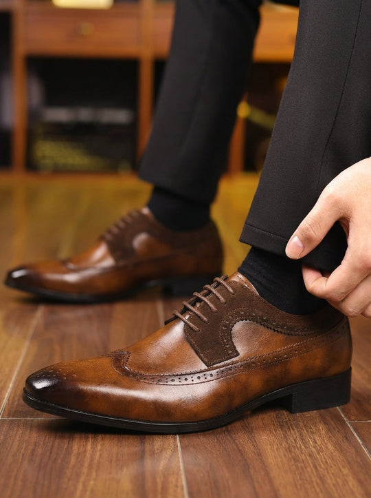 Richelieu Brogue en Cuir Homme Mariage Habillés