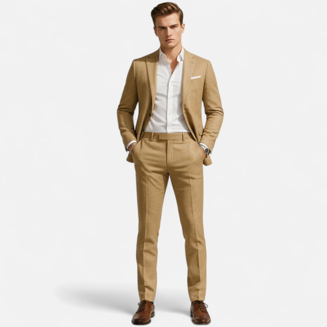 Costume en Lin Homme Classique Été Élégant Deux Pièces