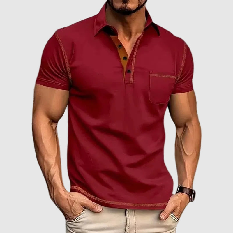 Polo Contrasté Homme Manches Courtes Été Casual