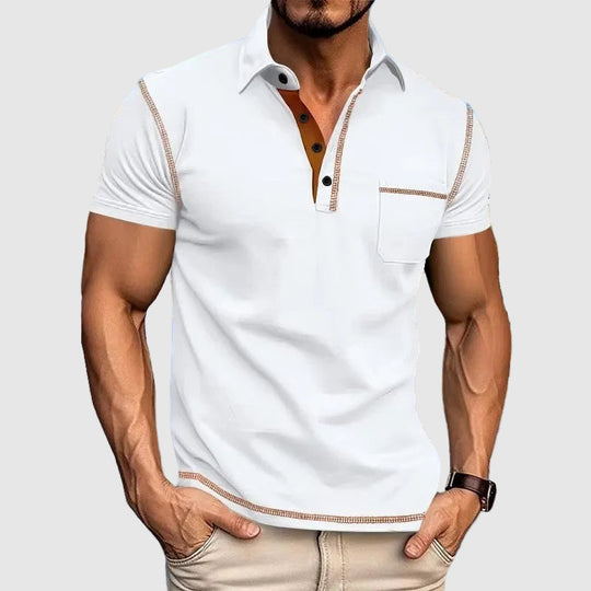 Polo Contrasté Homme Manches Courtes Été Casual