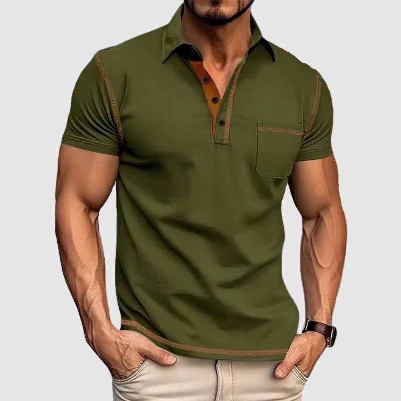 Polo Contrasté Homme Manches Courtes Été Casual
