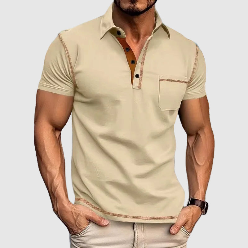 Polo Contrasté Homme Manches Courtes Été Casual