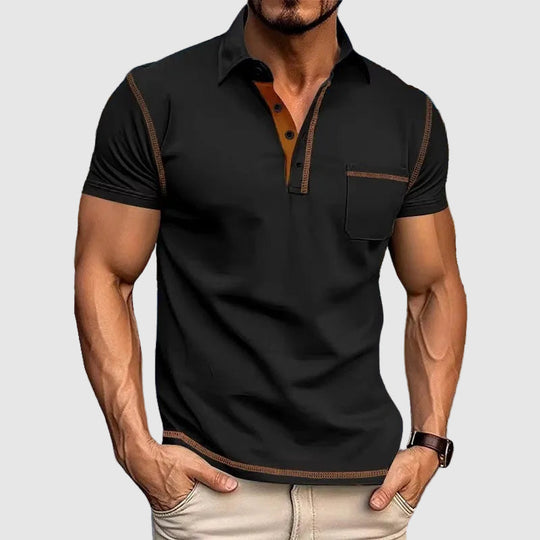 Polo Contrasté Homme Manches Courtes Été Casual
