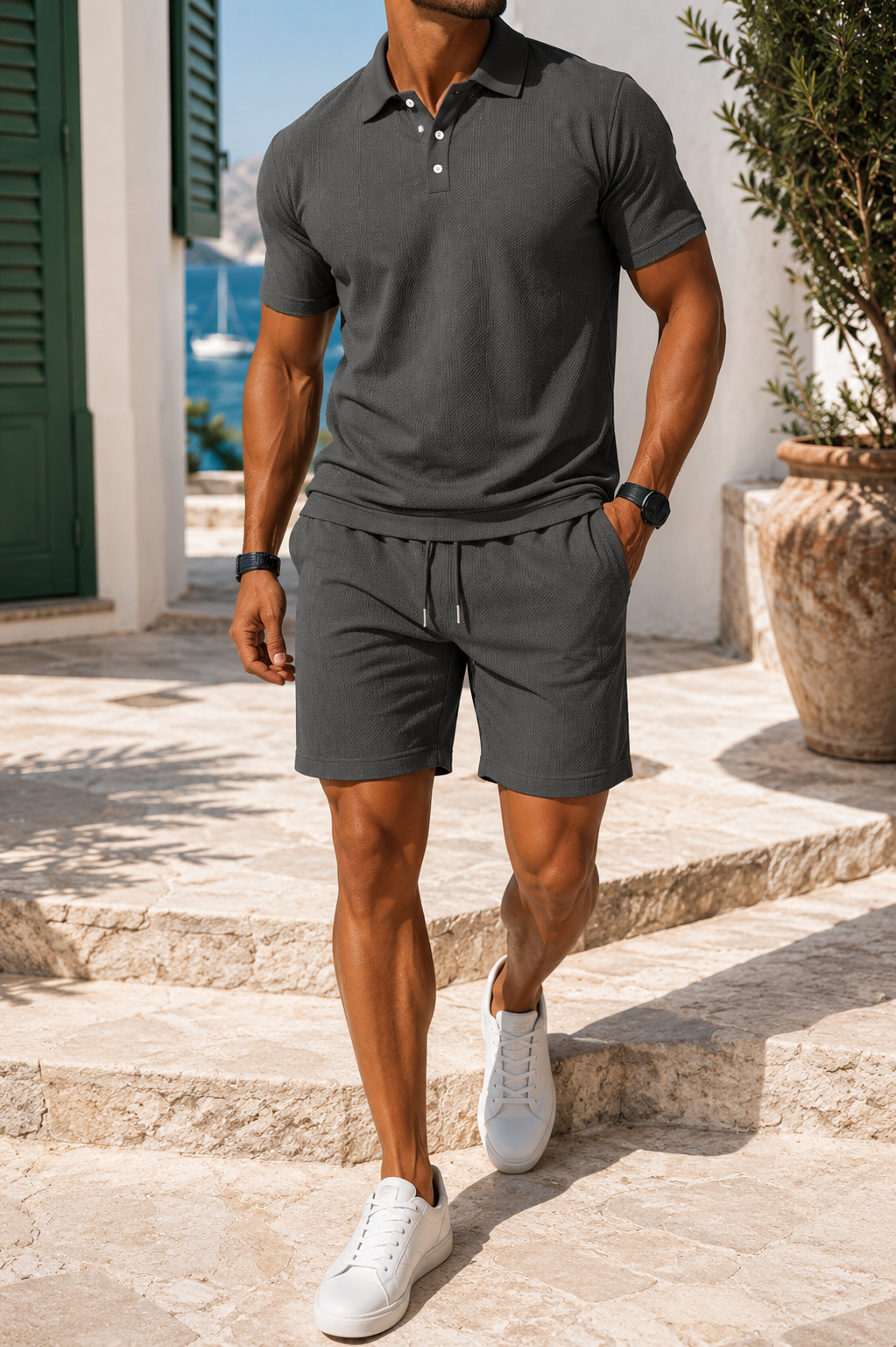 Ensemble Polo en Coton Slim Homme Short Été Casual