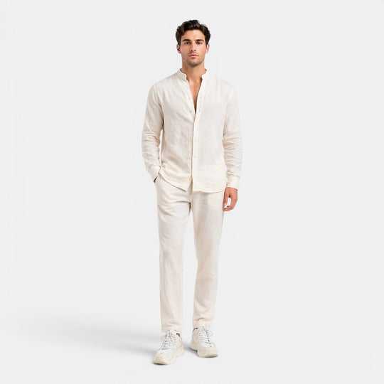 Ensemble en Lin Décontracté Homme Été Chemise Short
