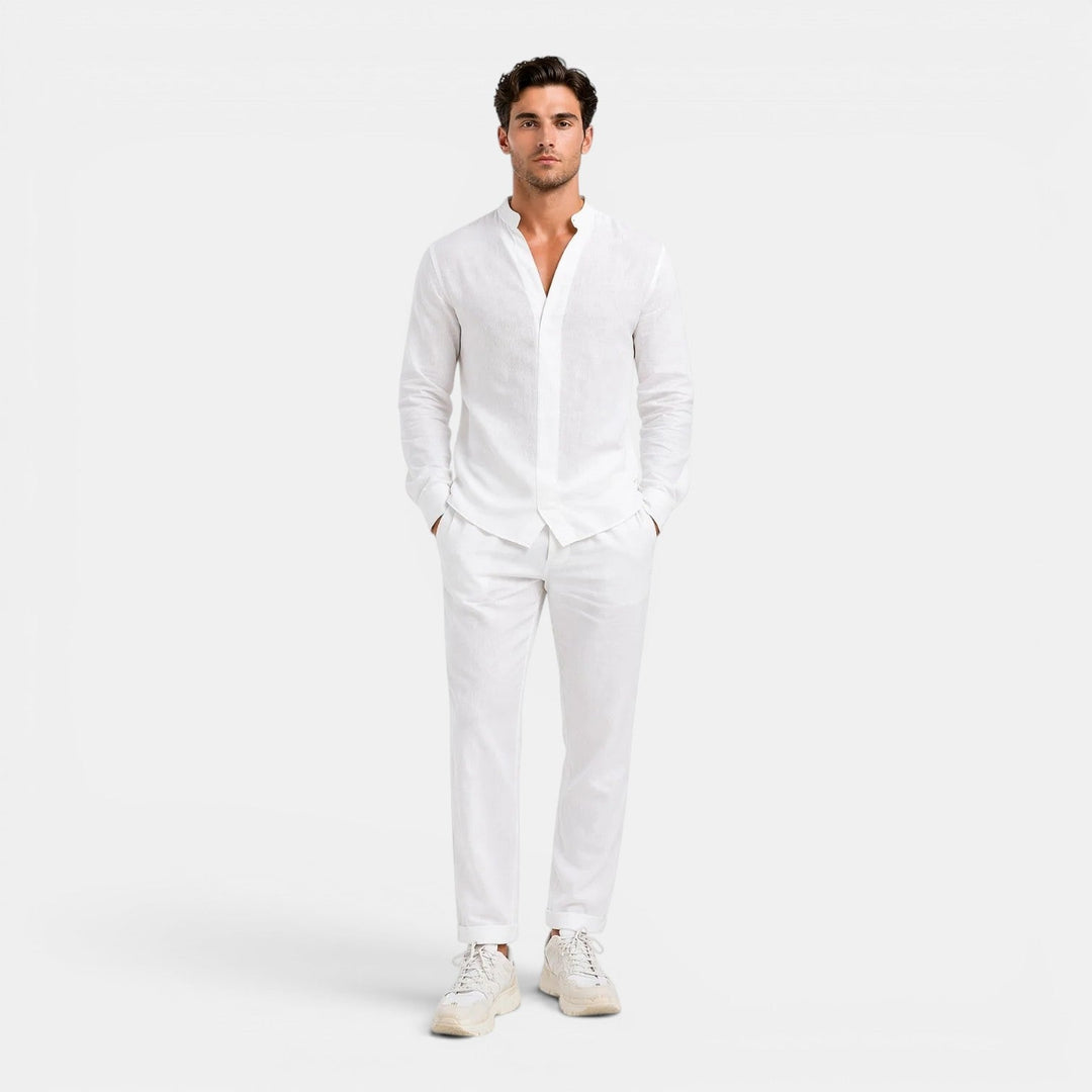 Ensemble en Lin Décontracté Homme Été Chemise Short