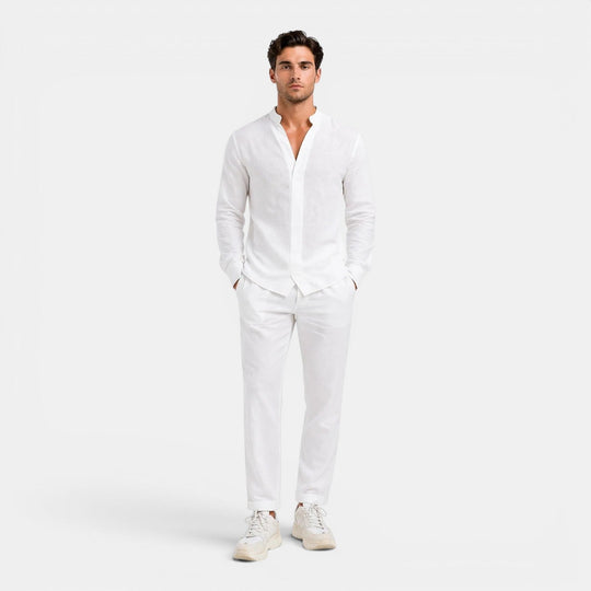 Ensemble en Lin Décontracté Homme Été Chemise Short